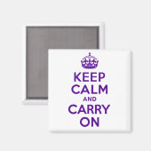 価格最高のKeep Calm and Carry On紫と白 マグネット (正面/裏面)