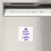 価格最高のKeep Calm and Carry On紫と白 マグネット (インサイチュ (食洗機))