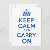 価格最高のKeep Calm and Carry On青 ポストカード (正面/裏面)