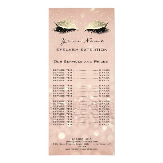 価格表の遅延機能拡張メイクアップ赤面金ゴールド ラックカード (正面)