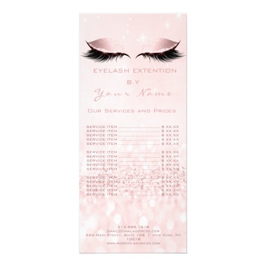 価格表まつげ拡張パステルガーリーピンクアイ ラックカード (正面)