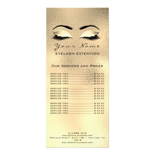 価格表まつげ拡張メイクアップアーティストブラウンズ ラックカード (裏面)