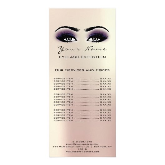 価格表まつげ拡張メイクアップアーティスト赤面 ラックカード (裏面)