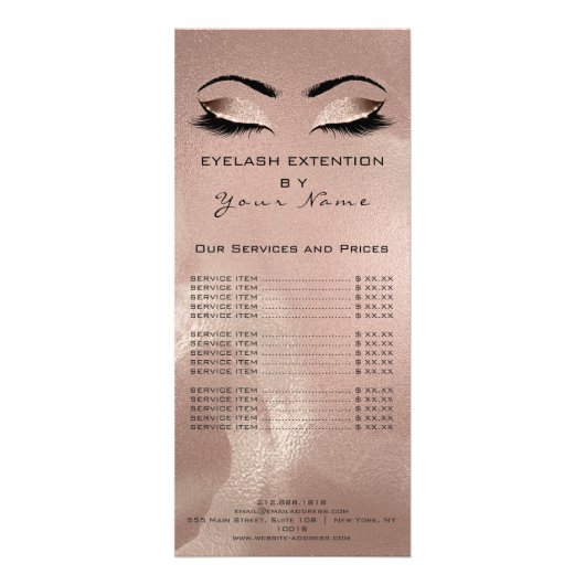 価格表まつげ拡張機能メイクアップスキンバラ金ゴールド ラックカード (裏面)