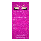 価格表まつげ拡張機能メイクアップホットピンク金ゴールド ラックカード (正面)