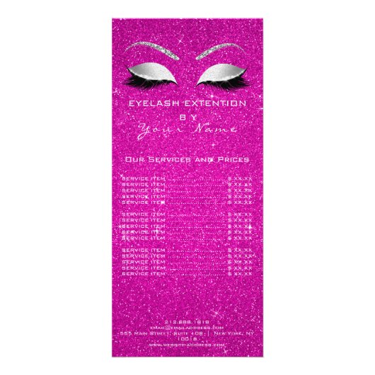 価格表まつげ拡張機能メイクアップホットピンク ラックカード (裏面)