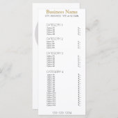 価格表を含むビジネスメニュー メニュー (正面/裏面)