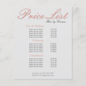 価格表サロン、スパ、美しいビジネス編集可能 (正面)