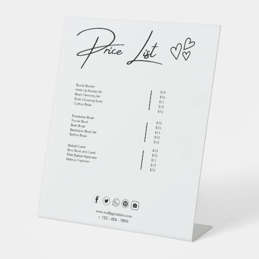 価格表テンプレート、中小企業価格表 台座サイン (正面)