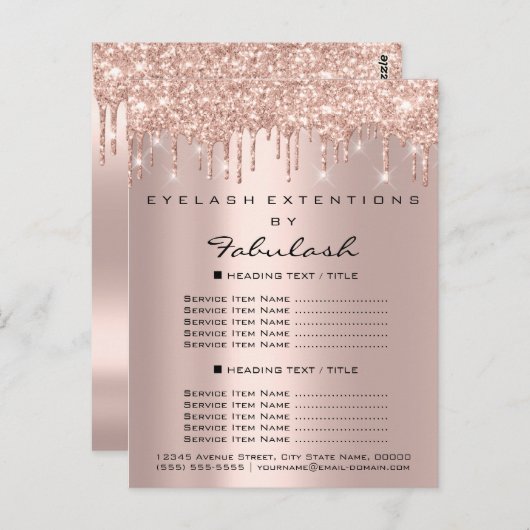 価格表バラ金ゴールドがメイクアップ眉を垂らす ポストカード (正面/裏面)