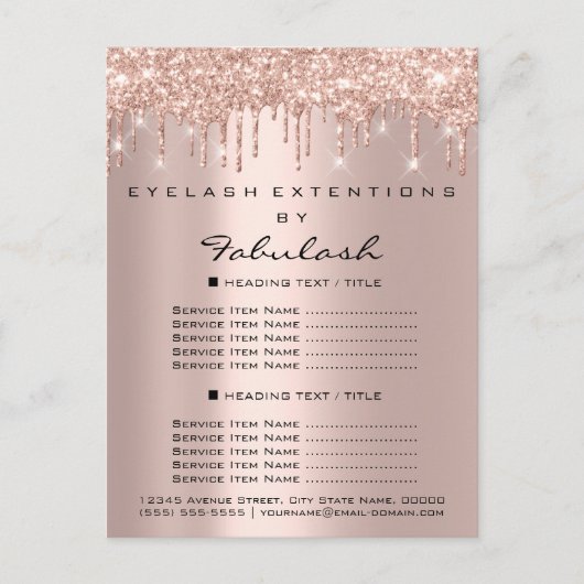 価格表バラ金ゴールドがメイクアップ眉を垂らす ポストカード (正面)