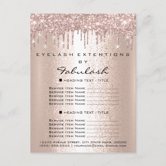 価格表バラ金ゴールドドライプスヘアードレッサー ポストカード (正面)