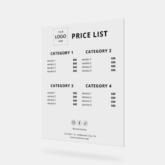 価格表ビジネスロゴアクリル記号 アクリルサイン (傾斜)