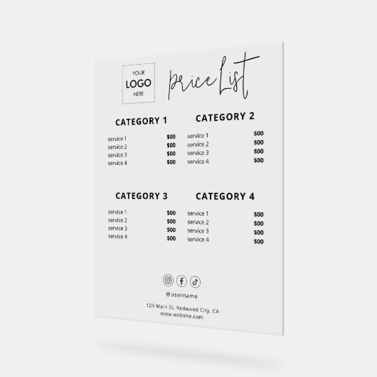 価格表ビジネスロゴアクリル記号 アクリルサイン (傾斜)