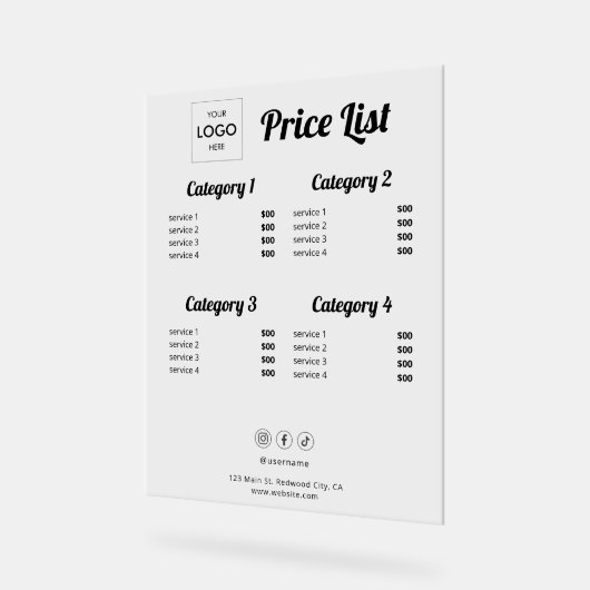 価格表ビジネスロゴアクリル記号 アクリルサイン (傾斜)