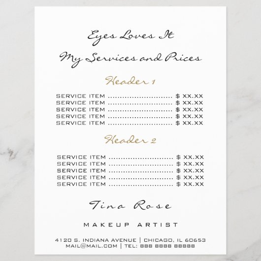 価格表フライヤー白黒アイリップゴッドラッシュルクス チラシ (裏面)