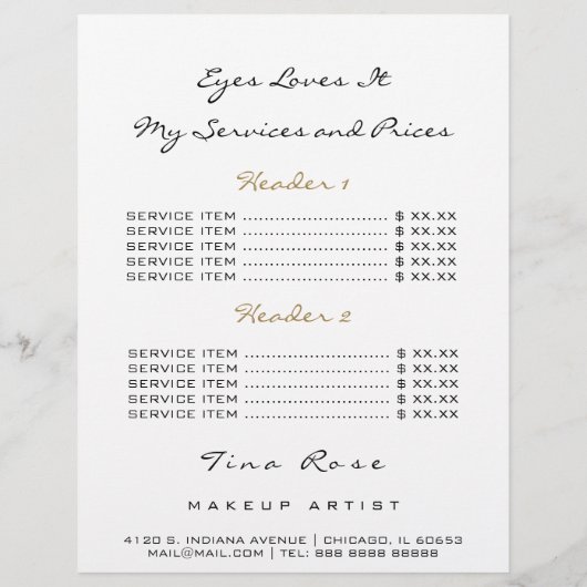 価格表フライヤー白黒アイリップゴッドラッシュルクス チラシ (裏面)