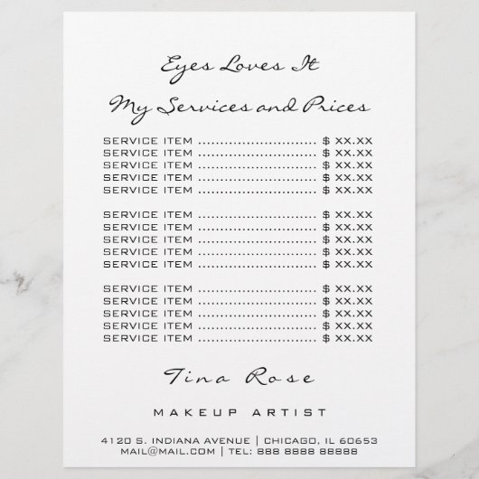 価格表フライヤー白黒目くちびん神まぶし チラシ (裏面)