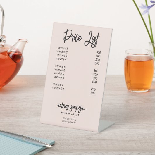 価格表ブラシスクリプト赤面ピンクペデスタルサイン 台座サイン (インサイチュ)