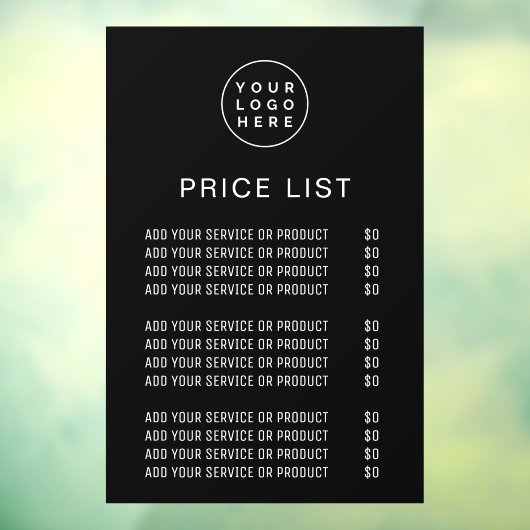 価格表プロフェッショナルロゴビジネスウィンドウの固定 ウィンドウサイン (シート3)