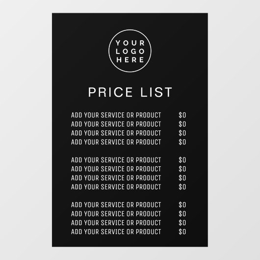 価格表プロフェッショナルロゴビジネスウィンドウの固定 ウィンドウサイン (シート)