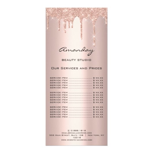 価格表ヘアメイクアップまつげの爪、 ネイルスパバラ乾燥 ラックカード (正面)