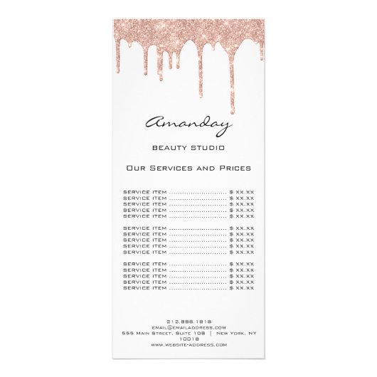 価格表ヘアメイクアップまつげ爪、 ネイルスパバラ白 ラックカード (正面)