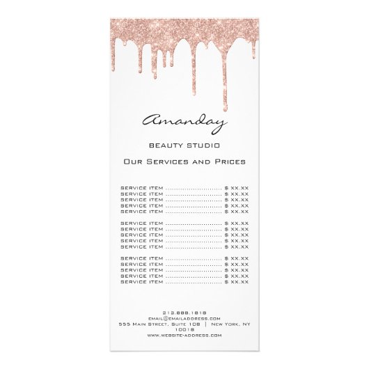 価格表ヘアメイクアップまつげ爪、 ネイルスパバラ白 ラックカード (裏面)