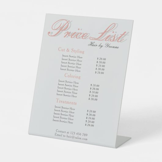 価格表ペデスタル表示の編集可能 台座サイン (正面)