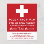 価格表付きスイスタクシー会社のフラグ チラシ (正面)