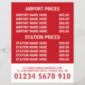 価格表付きスイスタクシー会社のフラグ チラシ (裏面)