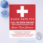 価格表付きスイスタクシー会社のフラグ チラシ (シングル)