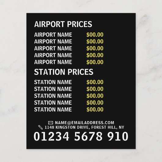 価格表付きドイツのタクシーフラグ チラシ (裏面)