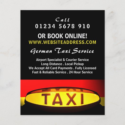 価格表付きドイツのタクシーフラグ チラシ (正面)