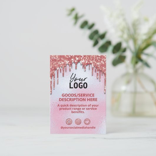 価格表原料グリッター滴バラ金ゴールド 名刺 (スタンド正面)