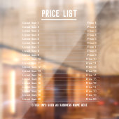 価格表最大20個のアイテムと価格 ウィンドウサイン (シート2)