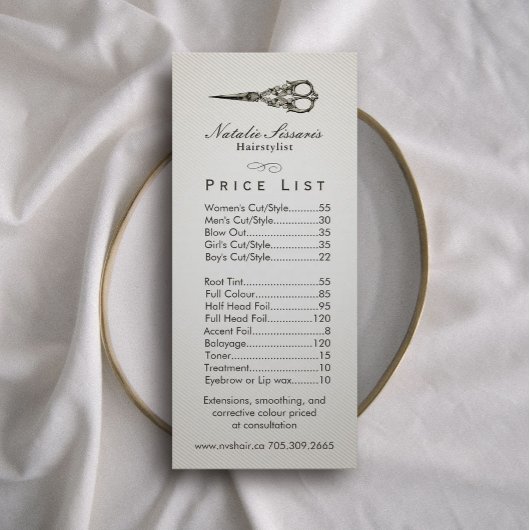 価格表 |アンティークシザーヴィンテージヘアサロン#2 ラックカード