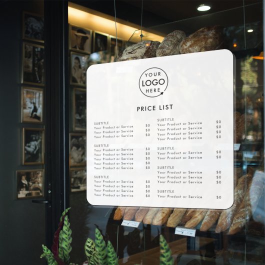 価格表 |ビジネスロゴモダンミニマル白 ウィンドウサイン