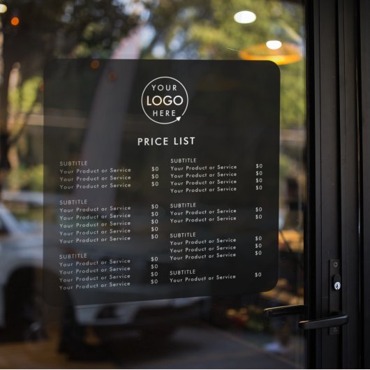 価格表 |ビジネスロゴ黒ミニマルモダンリスト ウィンドウサイン