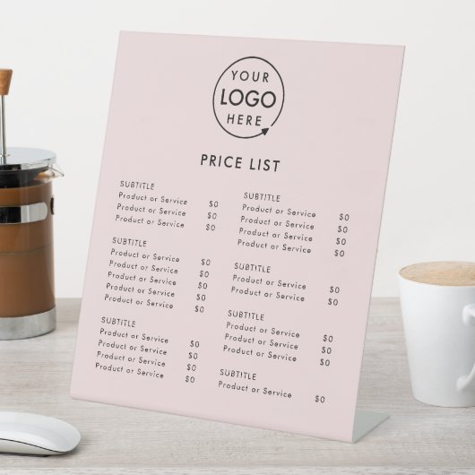 価格表 |ピンクビジネスロゴのミニマリスト 台座サイン (インサイチュ)