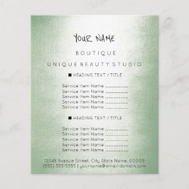 価格表 ブティック ジュエリー SPA ヘア ネイル ミント チラシ