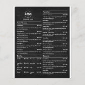価格表 |ブラックシャルボードビジネスメニュモダンー チラシ (正面)