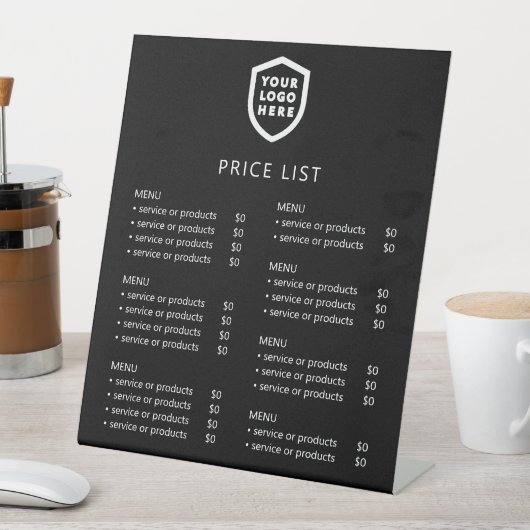 価格表 |ブラックビジネスロゴのミニマリスト 台座サイン (インサイチュ)