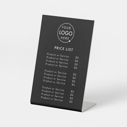 価格表 |ブラックビジネスロゴのモダンシンプル 台座サイン (正面)