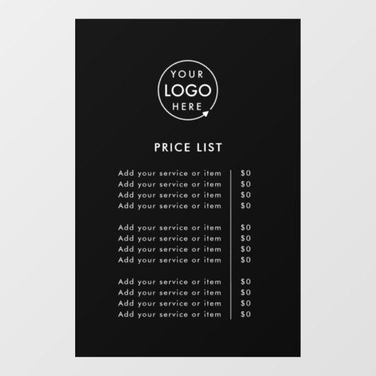 価格表 | ブラックロゴ ビジネス プロフェッショナル ウィンドウサイン (シート)