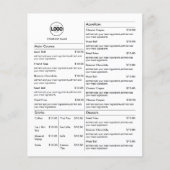 価格表 |ホワイトビジネスメニューレモダンストラン チラシ (正面)