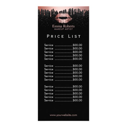 価格表 |メイクアップアーティストバラ金ゴールドグリッター唇 ラックカード (正面)