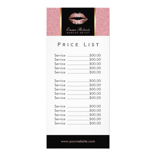 価格表 |メイクアップアーティストバラ金ゴールドグリッター唇 ラックカード (正面)