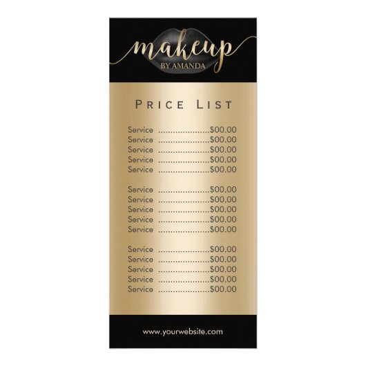 価格表 |メイクアップアーティストブラックリップ美しいサロン ラックカード (正面)