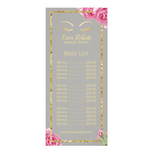 価格表 |メイクアップアーティストヴィンテージフローラグレー ラックカード (正面)